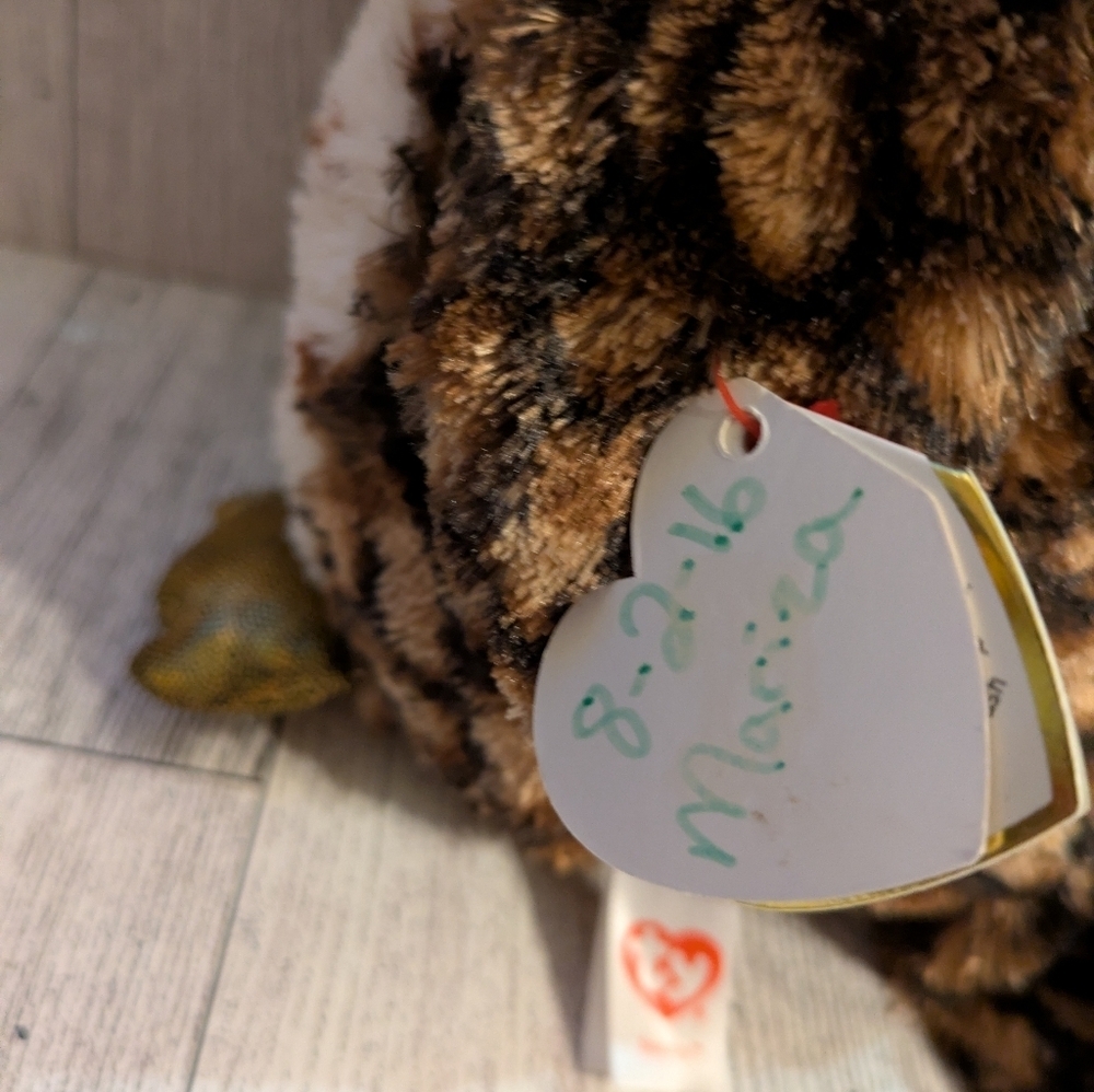 Ty Plush Owl Decor - Brown, Cream, and Gold 9" - Picture 5 of 6